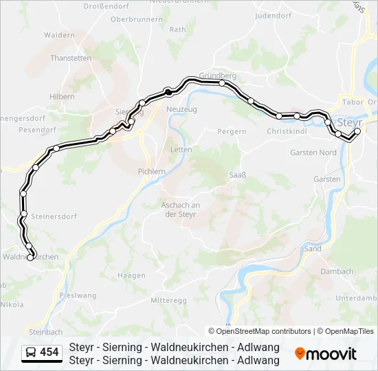 454 Bus Line Map