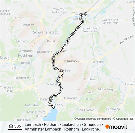 505 Bus Line Map