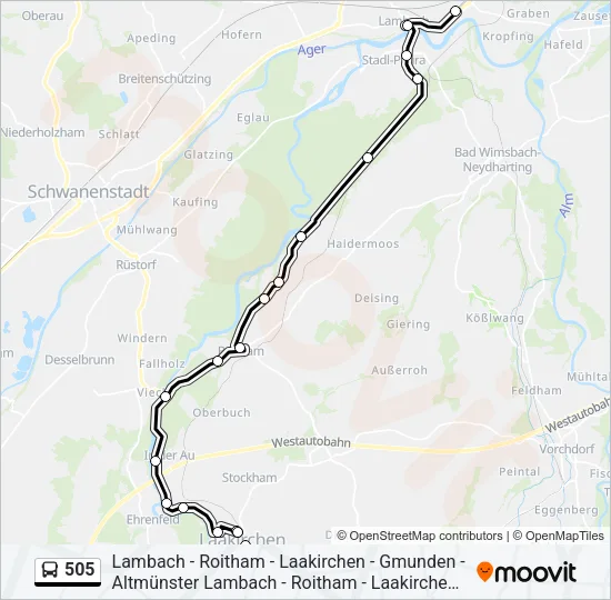 505 Bus Line Map