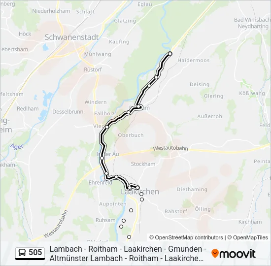 505 Bus Line Map