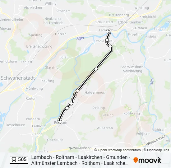 505 Bus Line Map