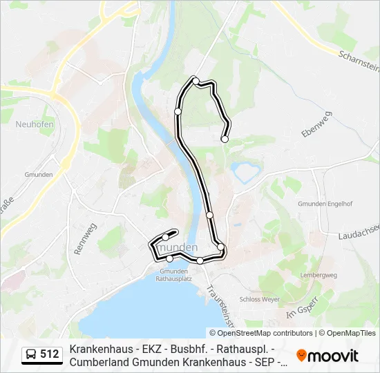 512 Route: Schedules, Stops & Maps - Gmunden Busbahnhof (Kirchenplatz ...