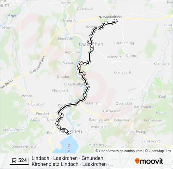 524 Bus Line Map