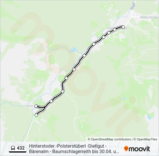 432 Bus Line Map