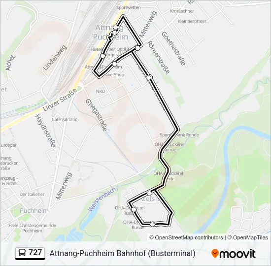 727 Bus Line Map