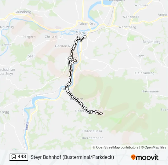 443 Bus Line Map