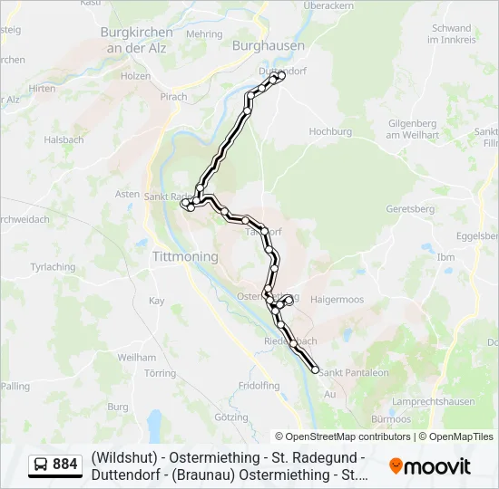 884 Bus Line Map