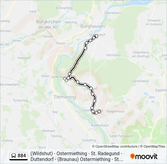 884 Bus Line Map