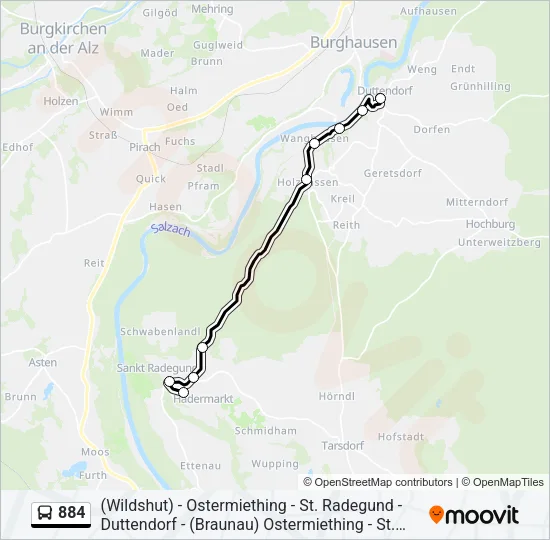 884 Bus Line Map