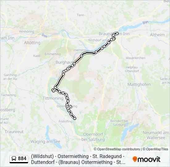 884 Bus Line Map