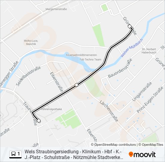 1 bus Line Map