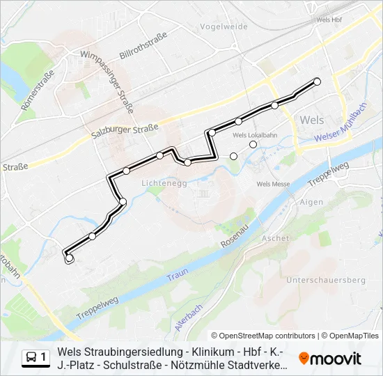 1 Bus Line Map