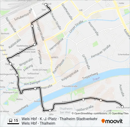 15 Bus Line Map