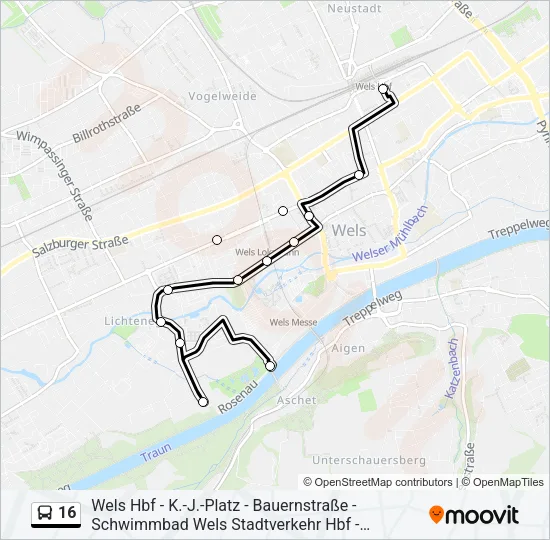 16 Bus Line Map