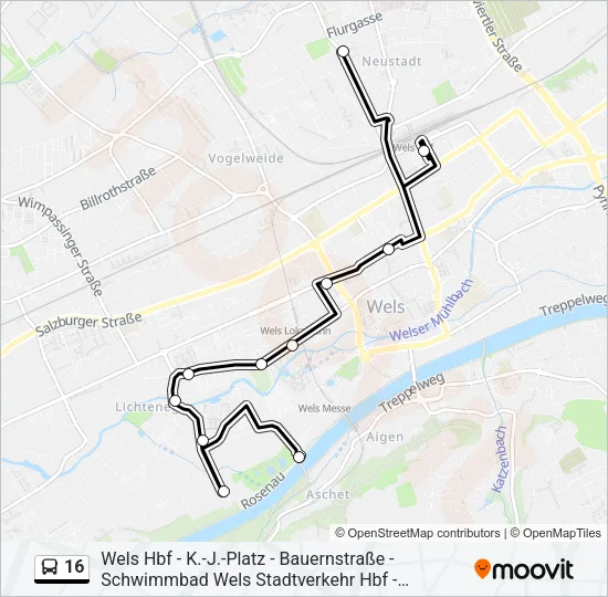 16 Bus Line Map