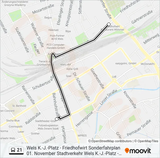 21 Bus Line Map