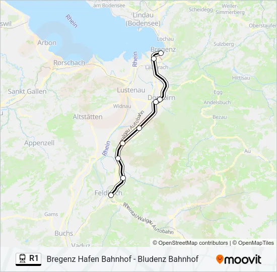 R1 Train Line Map