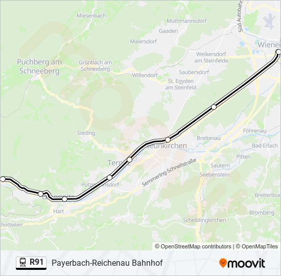 R91 train Line Map