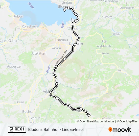 REX1 Train Line Map