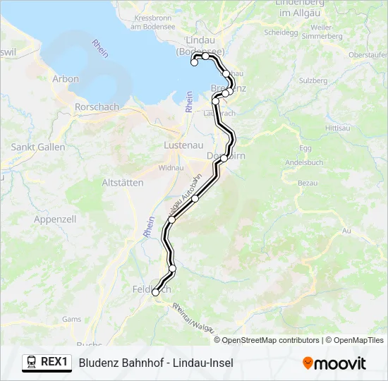 REX1 Train Line Map