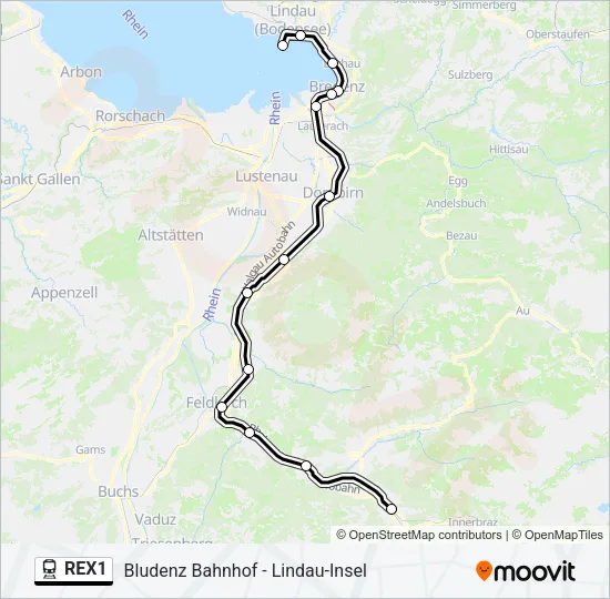 REX1 Train Line Map