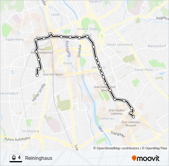 Straßenbahnlinie 4 Karte