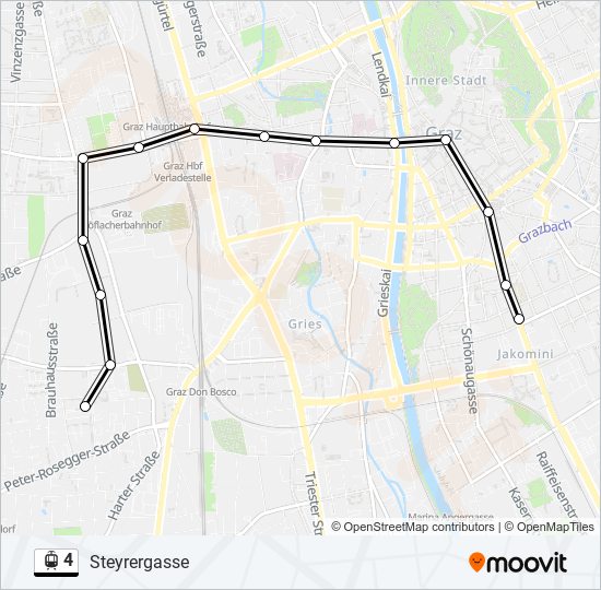 Straßenbahnlinie 4 Karte