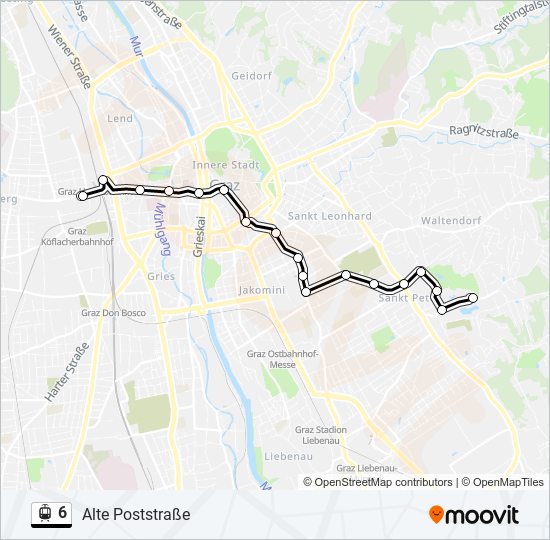 Straßenbahnlinie 6 Karte