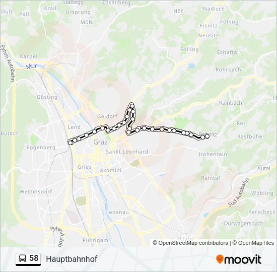 58 Bus Line Map