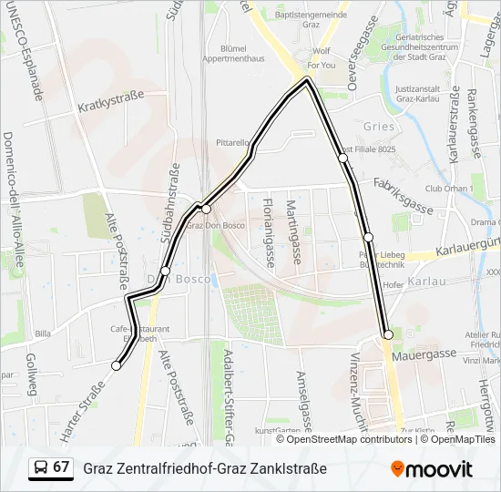 67 Bus Line Map