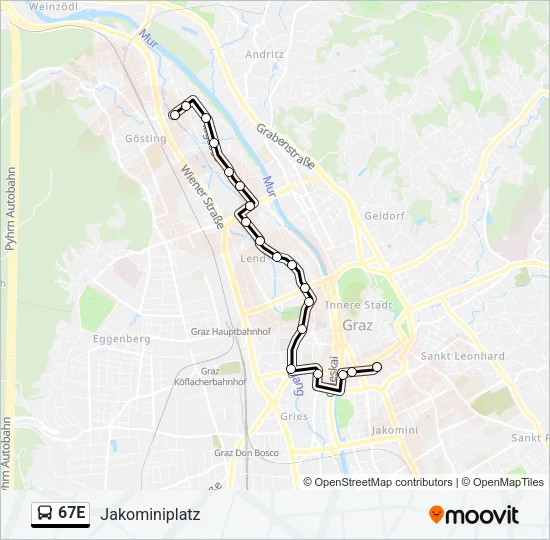 67E Bus Line Map