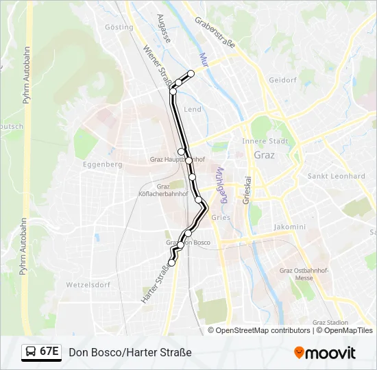 67E Bus Line Map