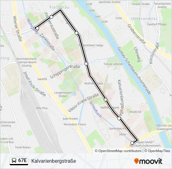 67E Bus Line Map