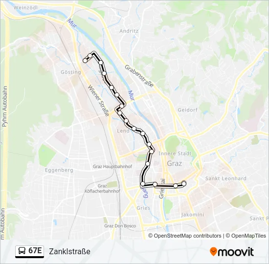 67E Bus Line Map