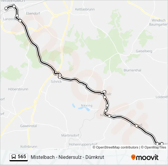 565 Bus Line Map