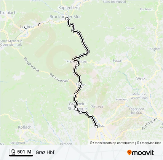 501-M Train Line Map
