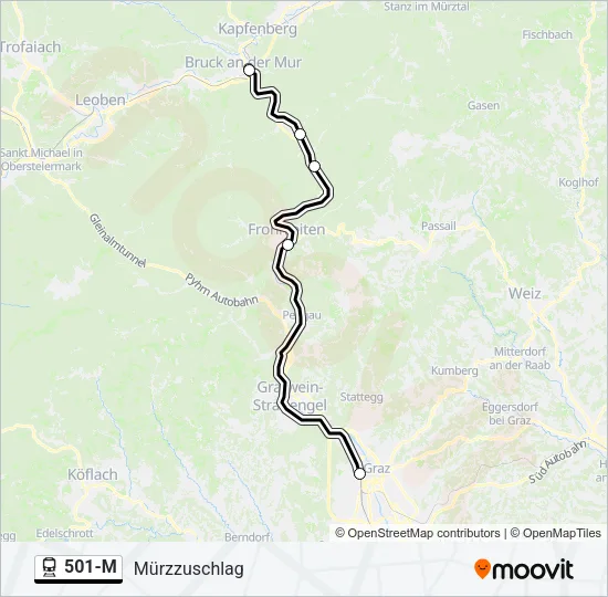 501-M Train Line Map