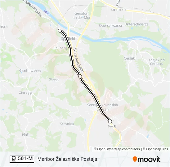 501-M Train Line Map