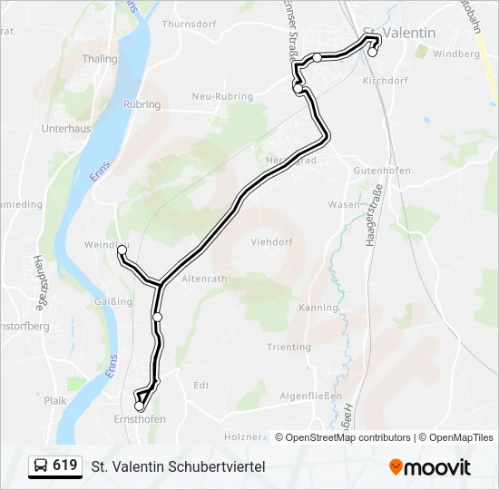 619 Bus Line Map
