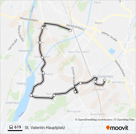 619 Bus Line Map