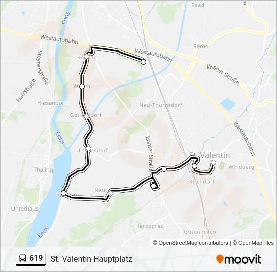 619 Bus Line Map