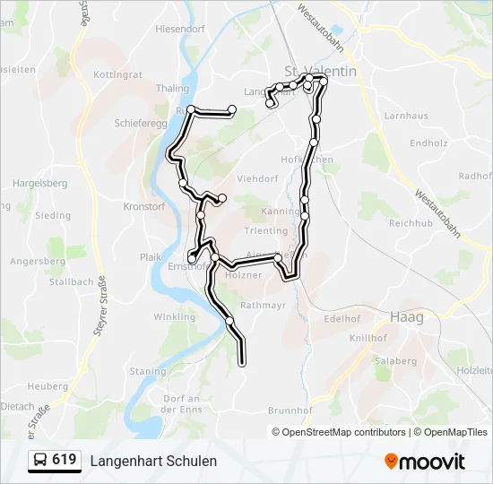 619 Bus Line Map
