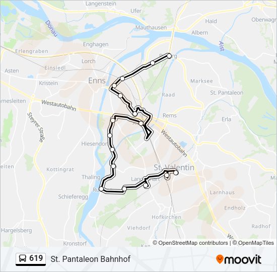 619 Bus Line Map