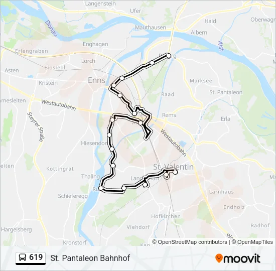 619 Bus Line Map