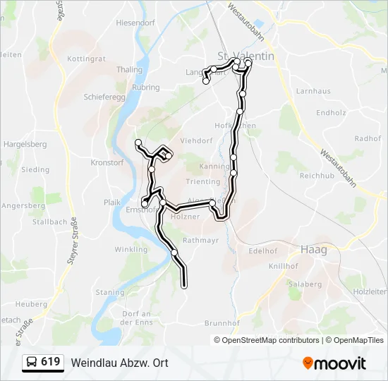 619 Bus Line Map