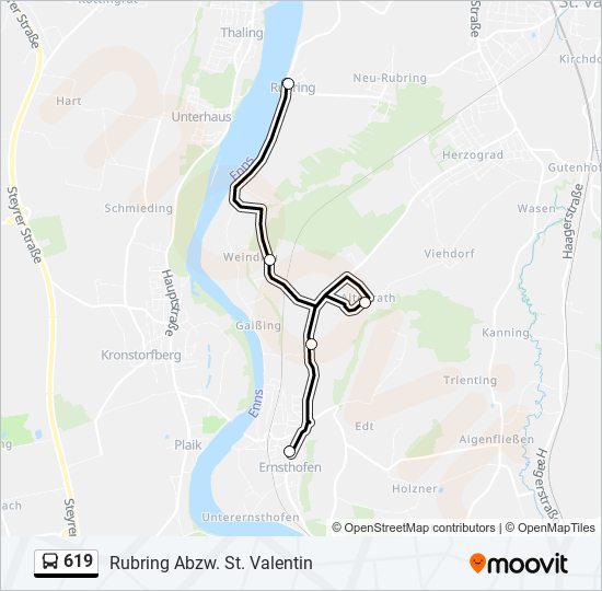 619 bus Line Map