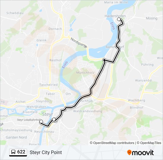 622 Bus Line Map