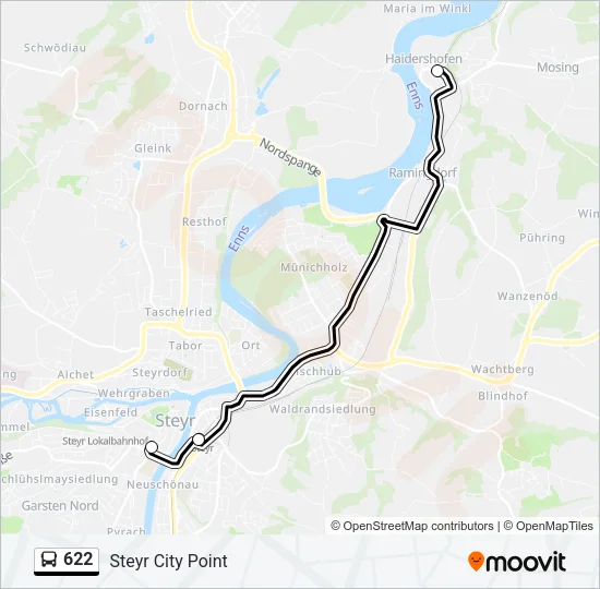 622 Bus Line Map