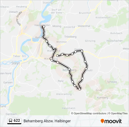 622 Bus Line Map