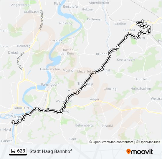 623 bus Line Map